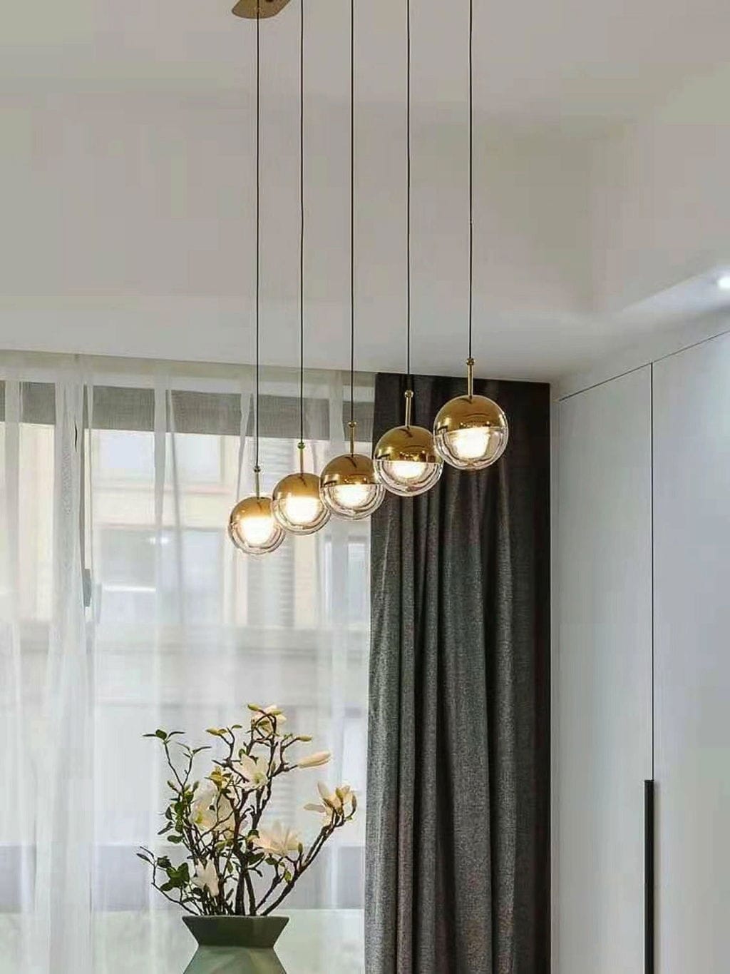 Customer photo review of Half Clear Glass Pendant Lamp, Tilting Shade, Integrated LED
