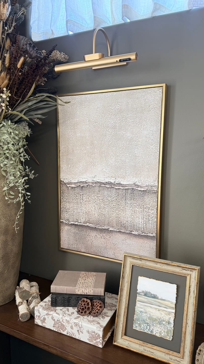 Customer photo review of Greige Ribbed Horizon Abstract Art Duo