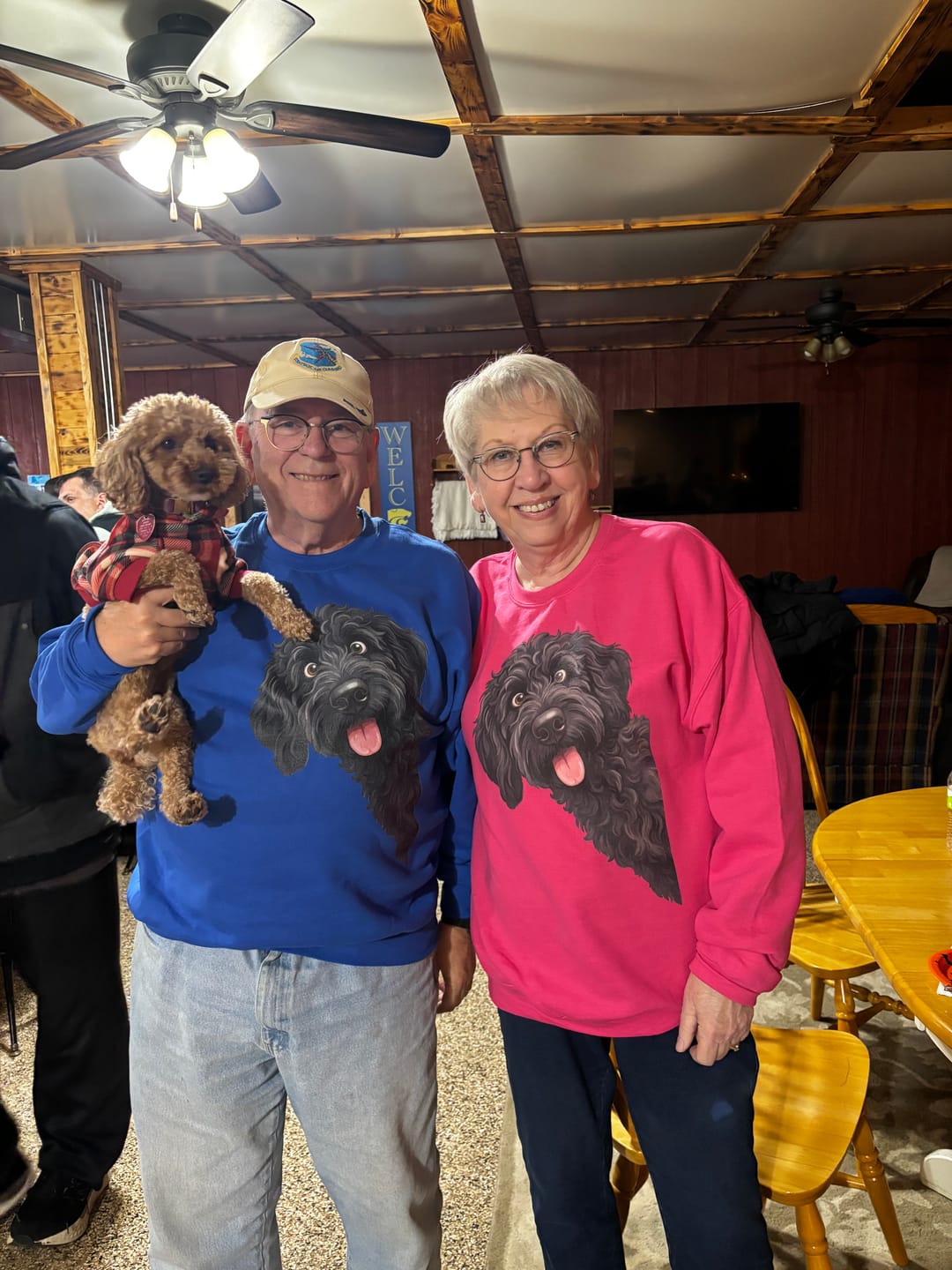 Customer photo review of Tongue Out Black Goldendoodle Sweatshirt
