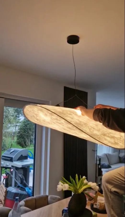 Customer photo review of Wavy Cloud Pendant Light, White Fabric Shade, LED, 30–100 cm