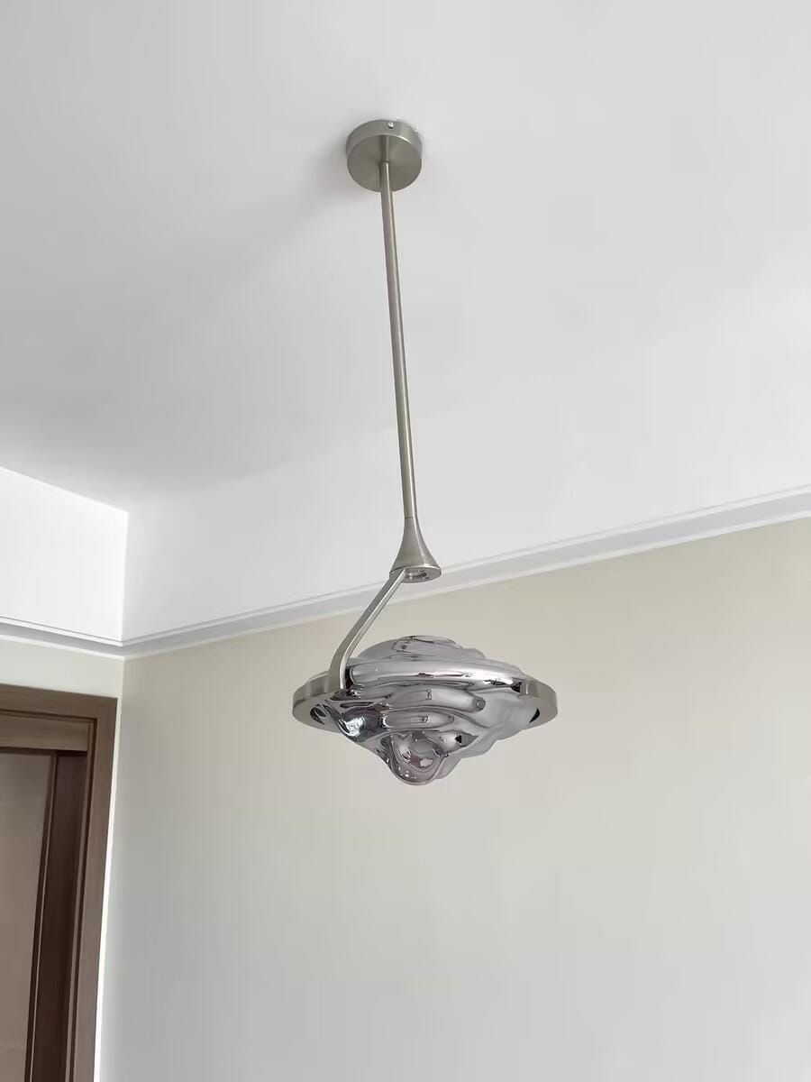 Customer photo review of Faceted Glass Pendant Lamp, Amber Shade, Gold Finish, 25 cm