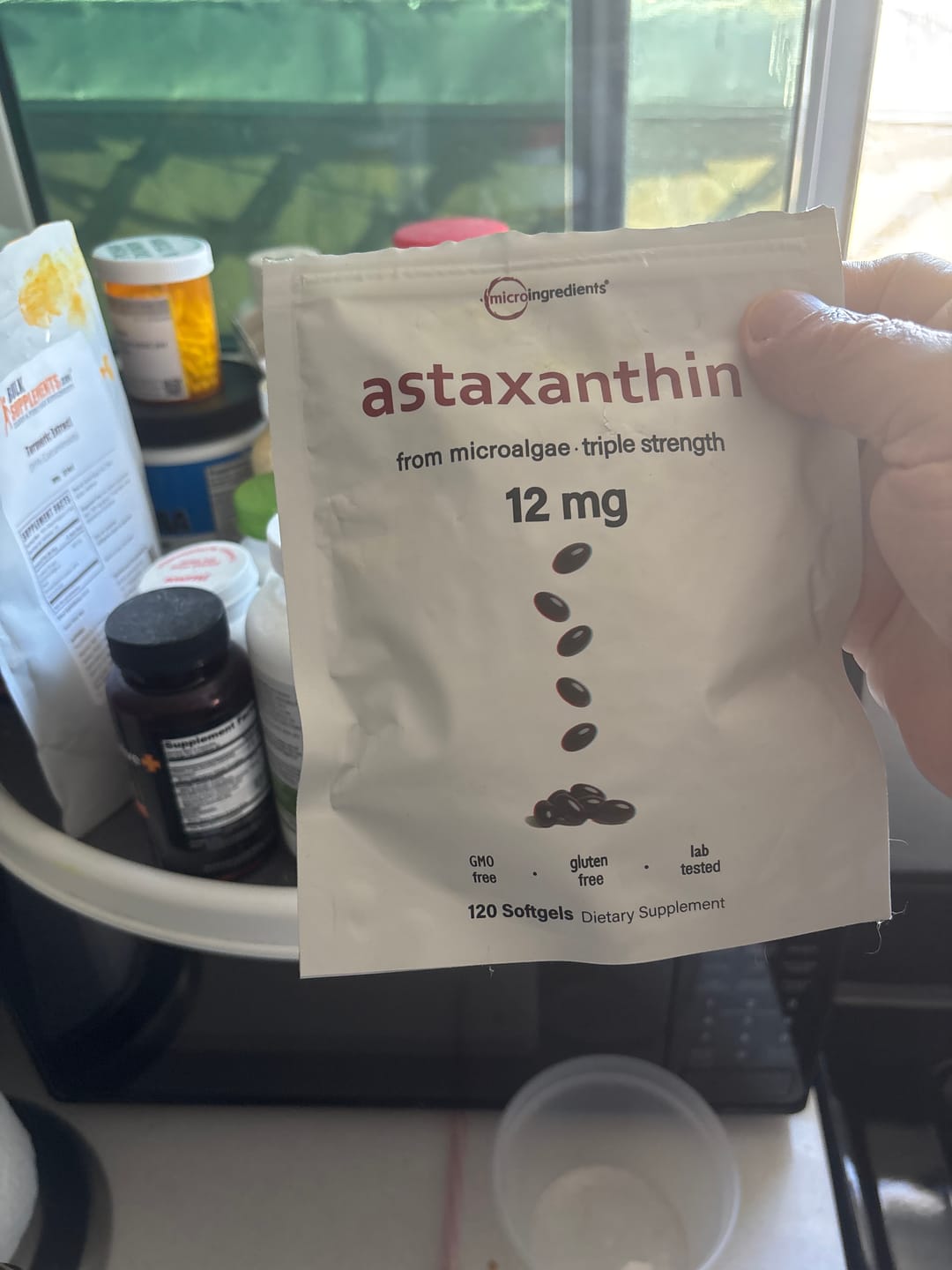 Customer photo review of Natural Astaxanthin 12mg with Coconut Oil for Skin & Eye Health - 120 Softgels