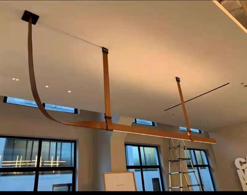 Customer photo review of Leather Strap Linear Pendant Light, Integrated LED, 140 to 240 cm
