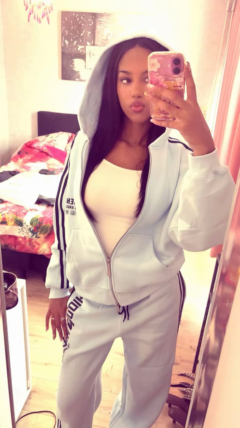 Customer photo review of STRIPED ZIP HOODIE LIGHT BLUE/NAVY