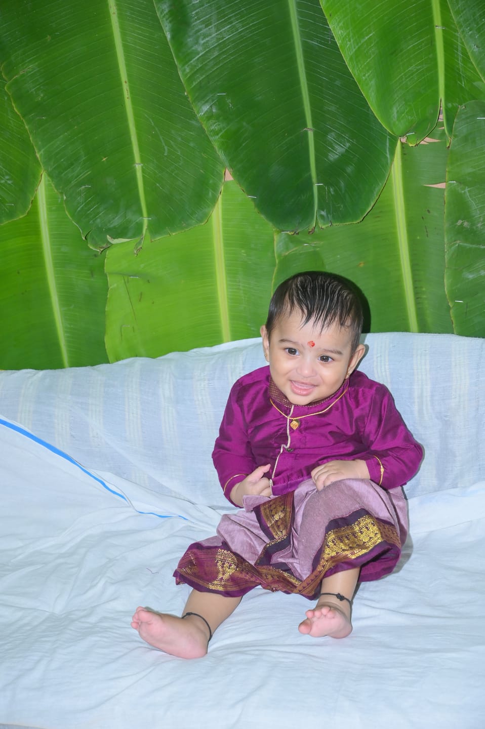 Customer photo review of Lavender and Wine Dhoti Kurta for Boys – Traditional Ethnic Wear for baby boy