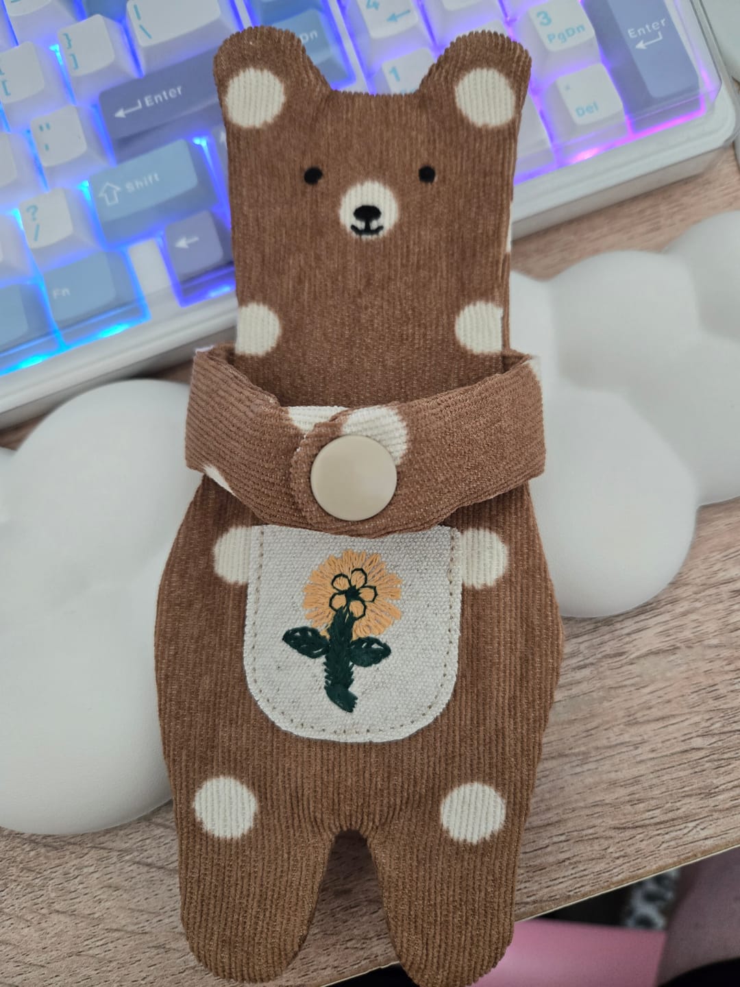 Customer photo review of Hugging Bear Zipper Pouch — Handmade Bag Charm
