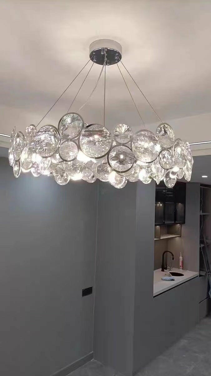 Customer photo review of Chrome Crystal Chandelier, Low Profile, 17 cm High, Round or Oval