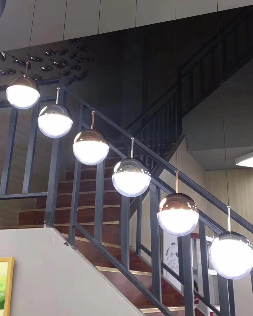 Customer photo review of Half Clear Glass Pendant Lamp, Tilting Shade, Integrated LED