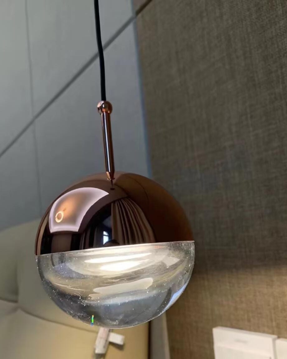 Customer photo review of Half Clear Glass Pendant Lamp, Tilting Shade, Integrated LED