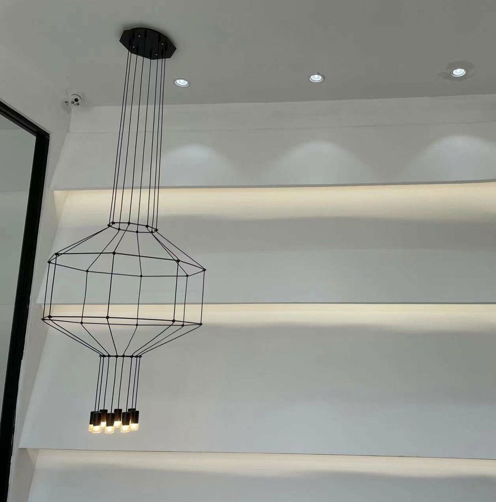 Customer photo review of Black Pendant Light, Open Wireframe Cable, G9 LED, Geometric