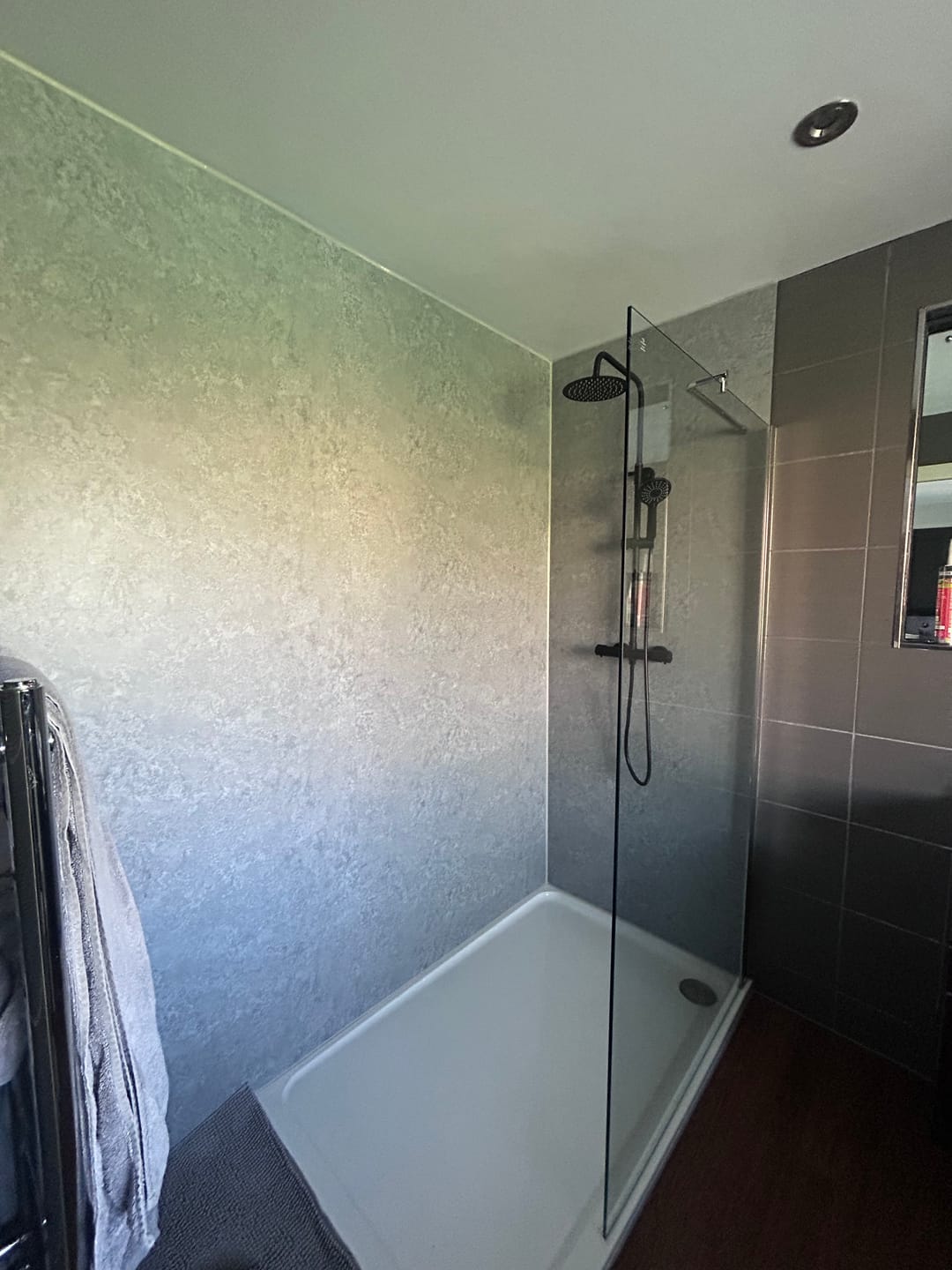 Customer photo review of Sivara Concrete Grey Stone Effect PVC Waterproof Shower Panel