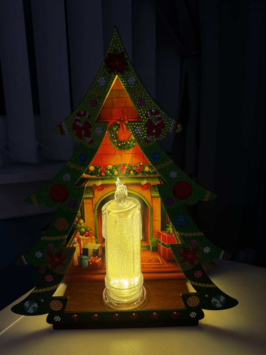 Customer photo review of "Christmas Tree" Crystal Art LED Candle 3D Decoration Kit