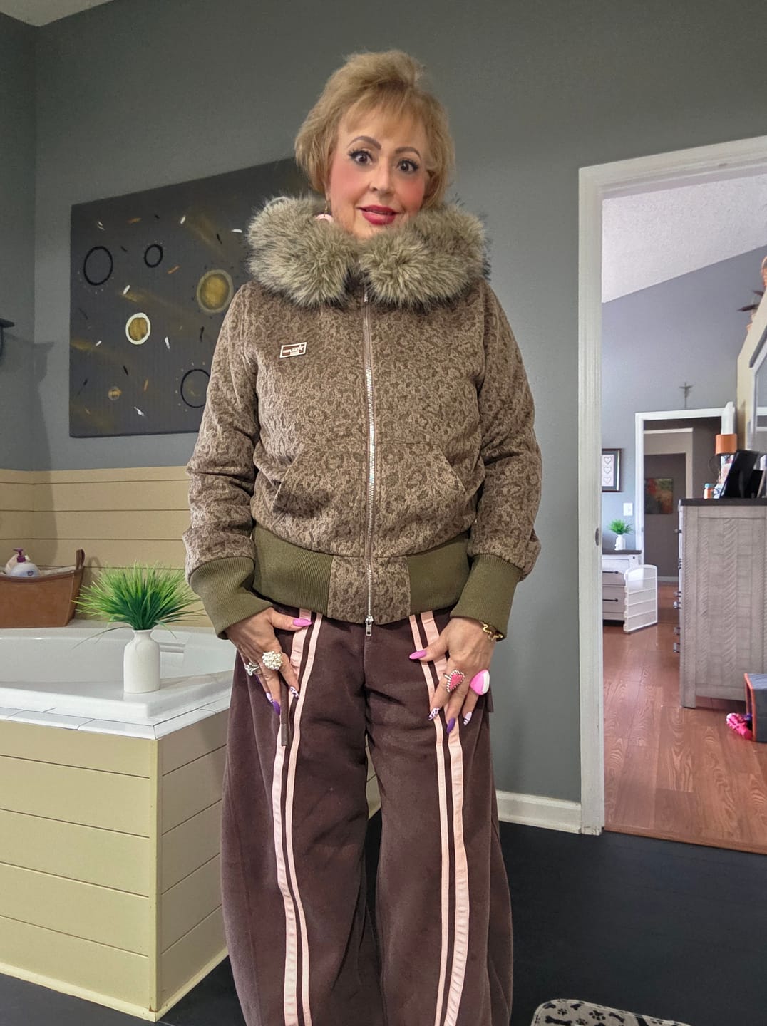 Customer photo review of [Pre-Order] Aelfric Eden Leopard Faux Fur Zip Up Hoodie