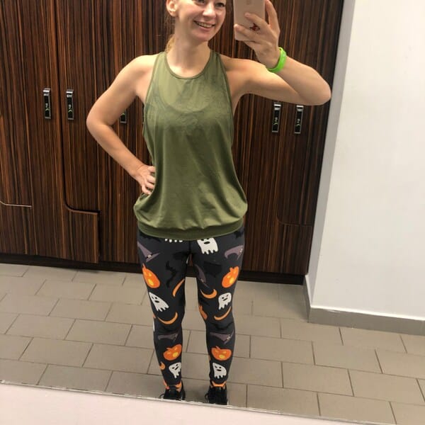 Customer photo review of Halloween Pumpkin Ghost Yoga Pants