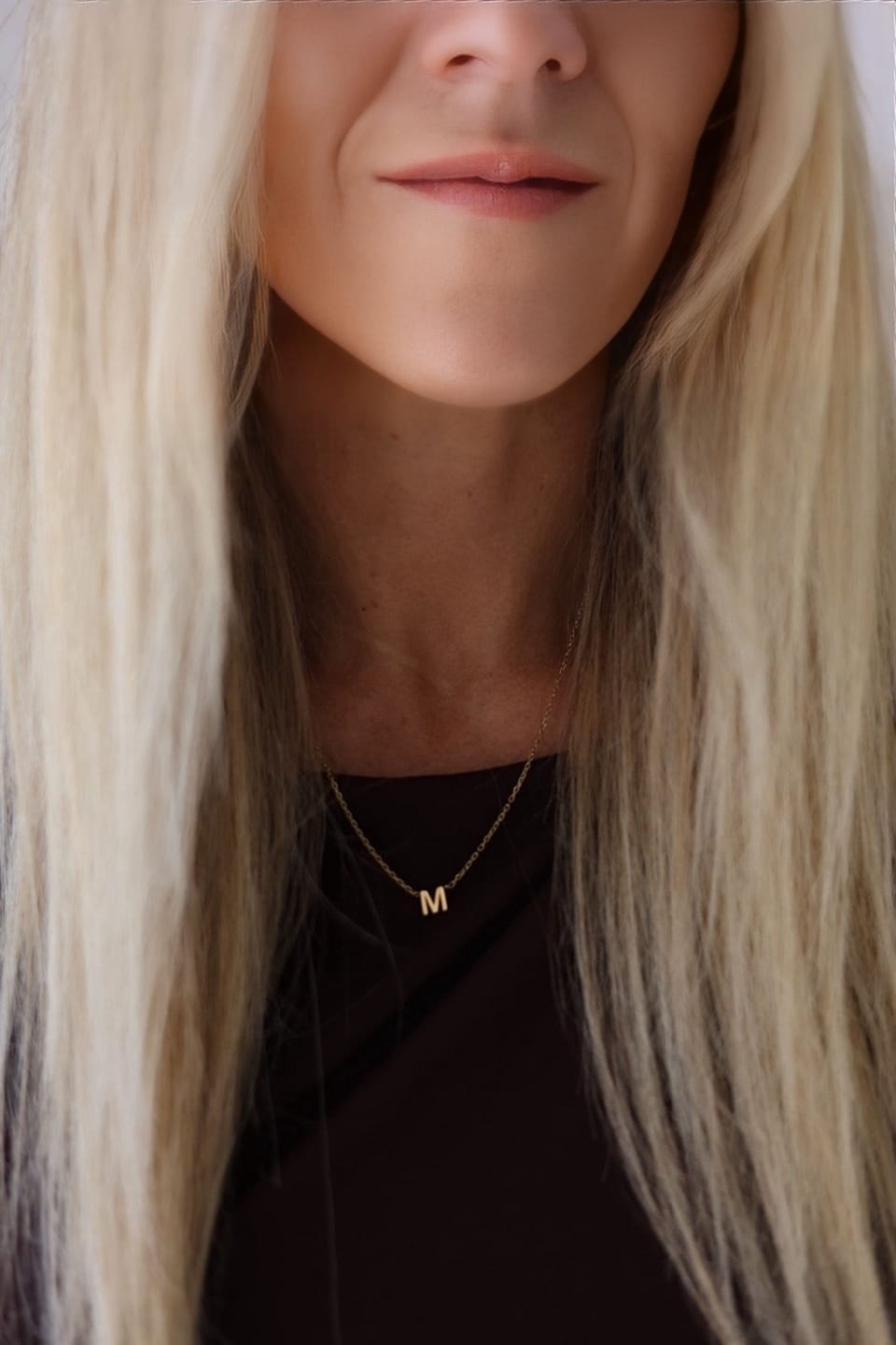 Customer photo review of The Original Single Initial Letter Necklace