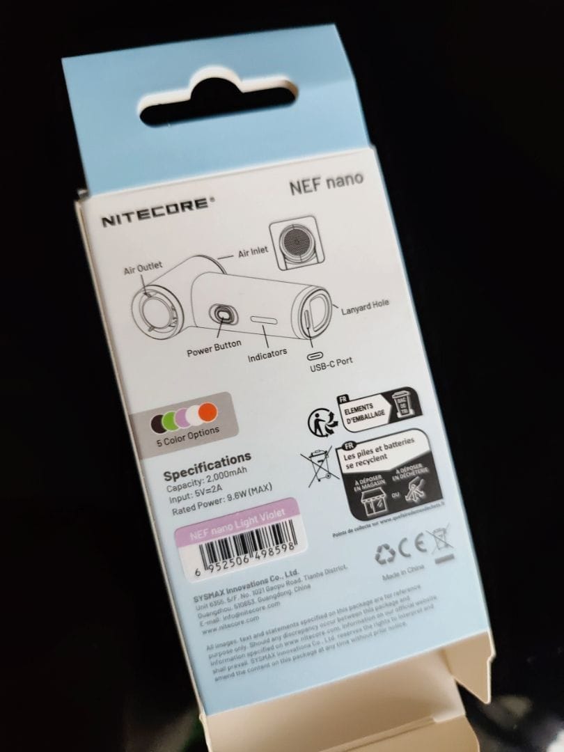 Customer photo review of NEF Nano - Palm-Sized High-Speed Handheld Fan