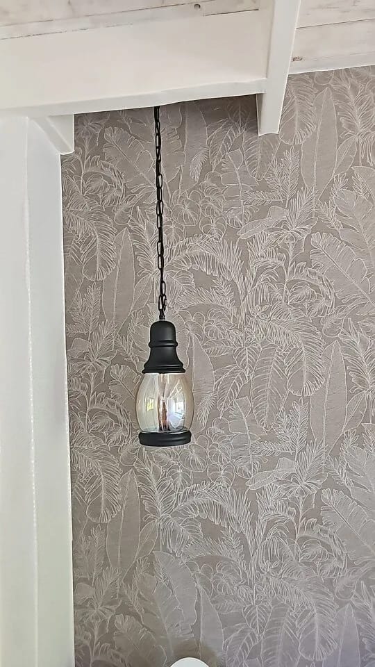 Customer photo review of Industrial Glass Pendant Light, Black Iron Frame, Rope and Chain