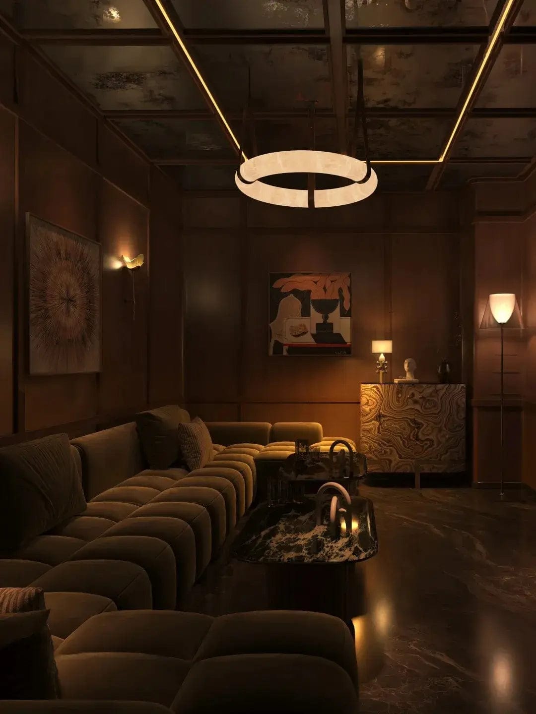 Customer photo review of Modern Round Alabaster Chandelier for Living Room Bedroom - Version 2