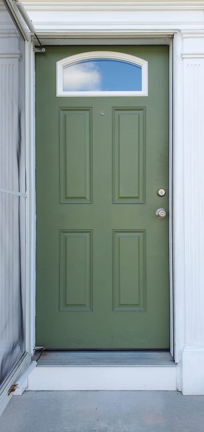 Customer photo review of Clear Arched Top Glass and Frame Kit (Fanlite 24" x 12" Frame Size)