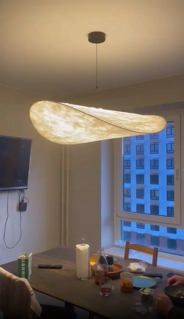 Customer photo review of Wavy Cloud Pendant Light, White Fabric Shade, LED, 30–100 cm