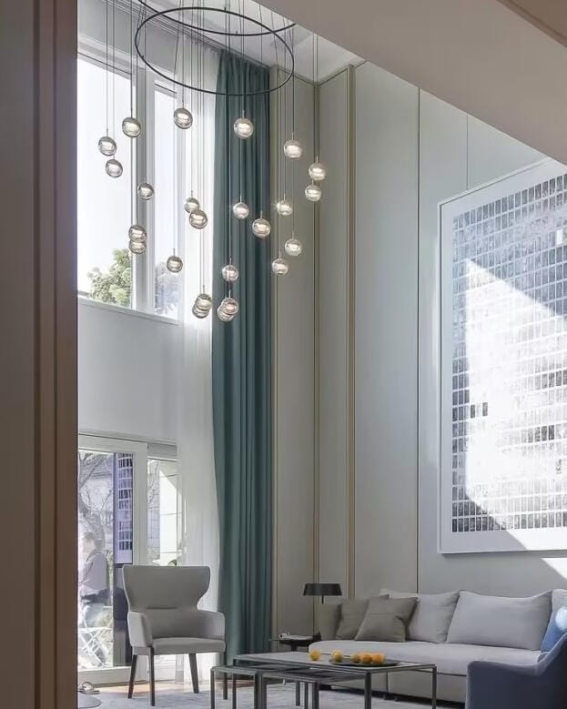 Customer photo review of Half Clear Glass Pendant Lamp, Tilting Shade, Integrated LED