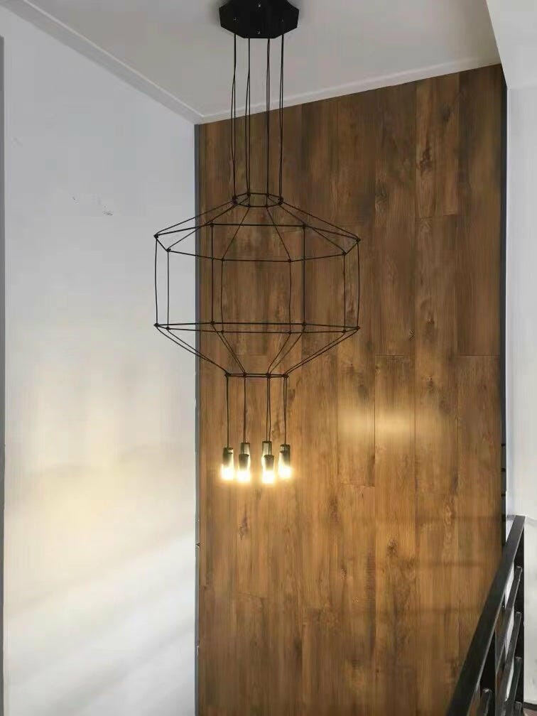 Customer photo review of Black Pendant Light, Open Wireframe Cable, G9 LED, Geometric
