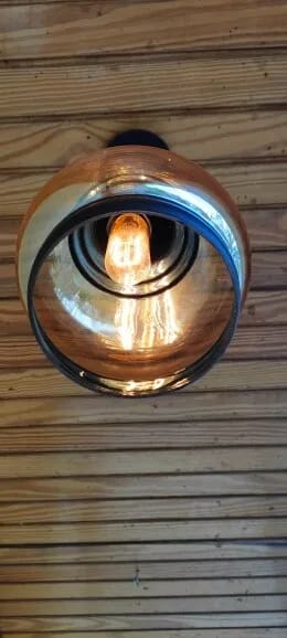 Customer photo review of Industrial Glass Pendant Light, Black Iron Frame, Rope and Chain