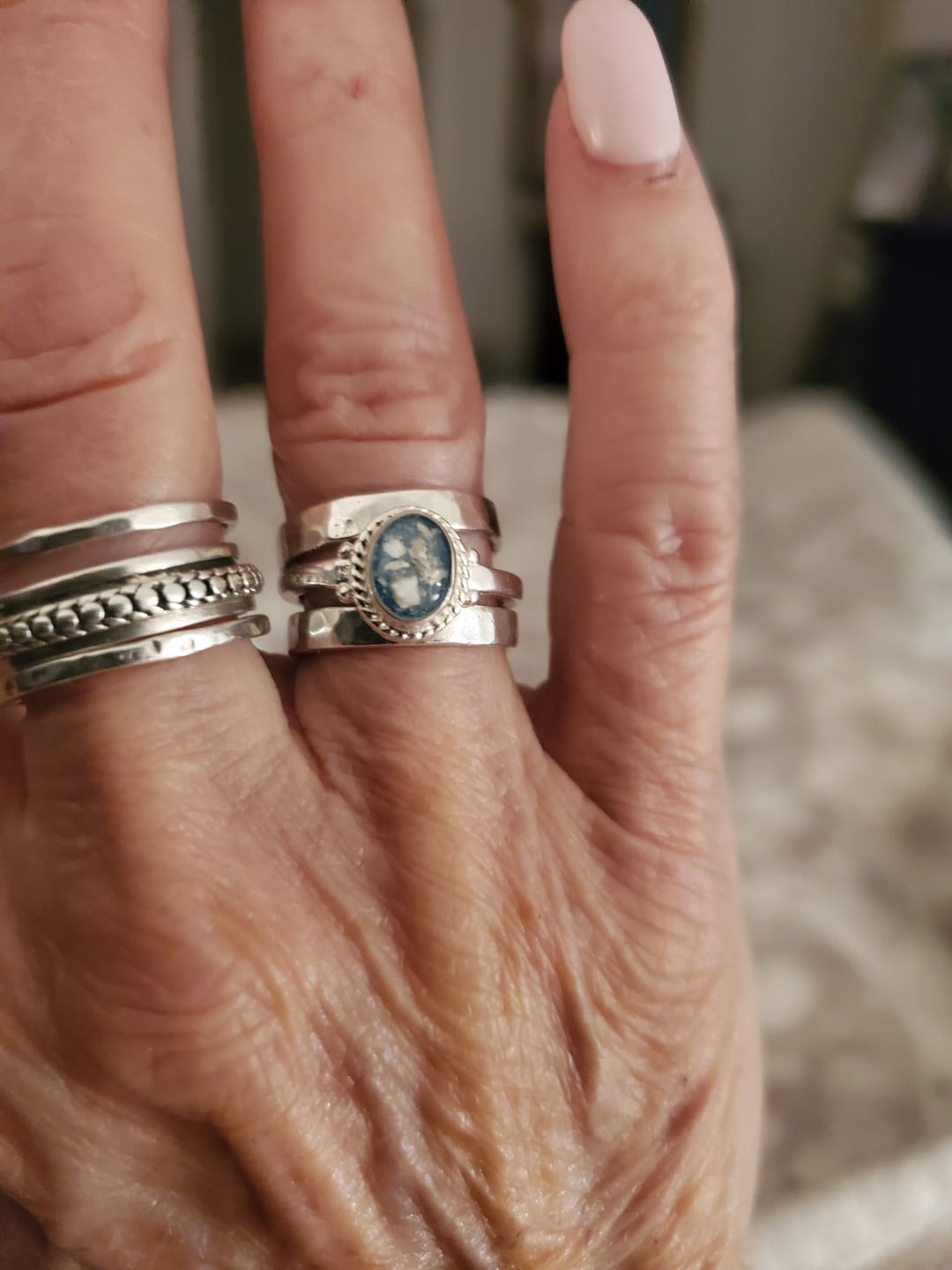 Customer photo review of Braided Oval Ring with Cremation Ashes