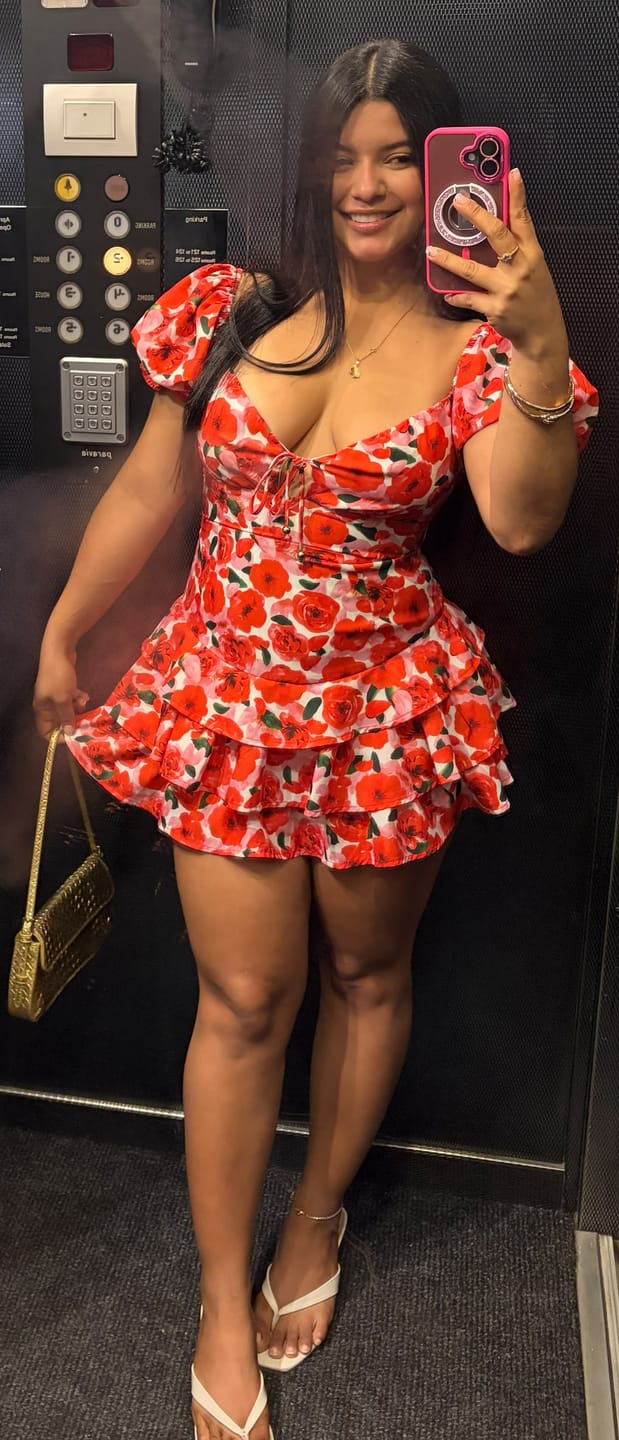 Customer photo review of Your Peace Pink Floral Tiered Romper Dress