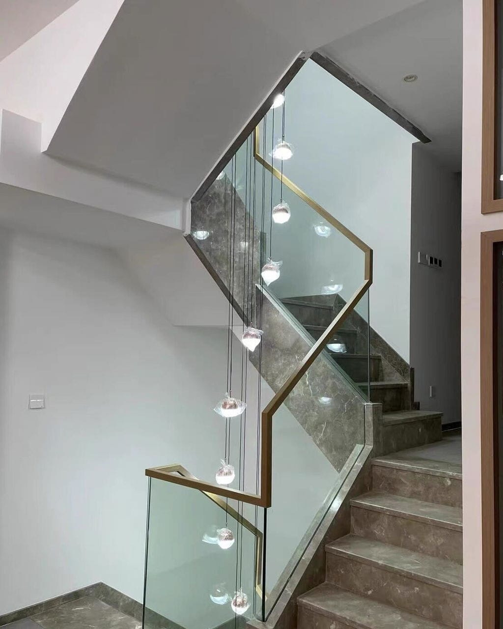 Customer photo review of Half Clear Glass Pendant Lamp, Tilting Shade, Integrated LED