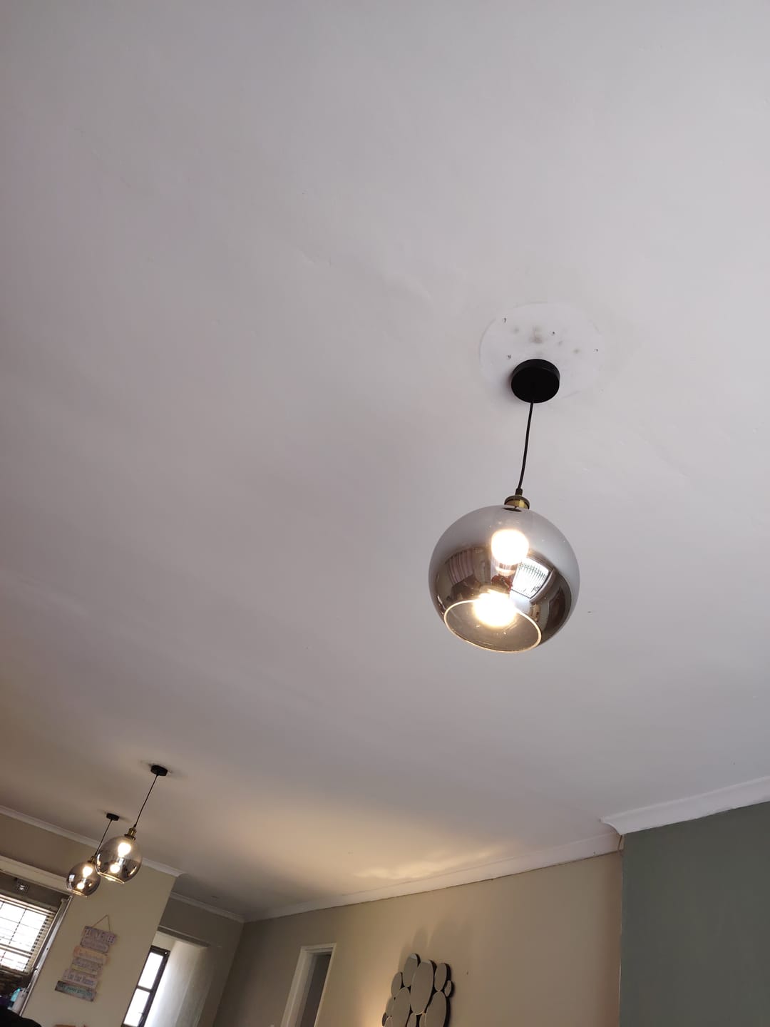 Customer photo review of Spheroid Glass Pendant Light Smoke | Amber
