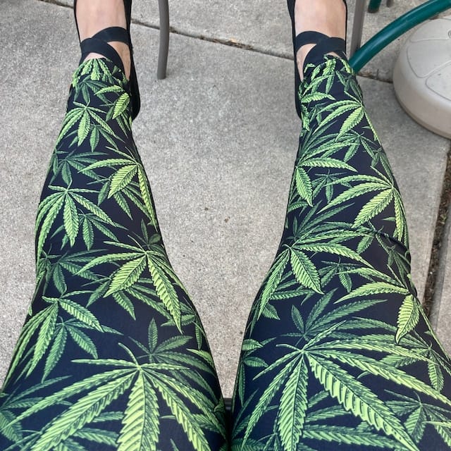 Customer photo review of Green Cannabis Leaf Yoga Pants