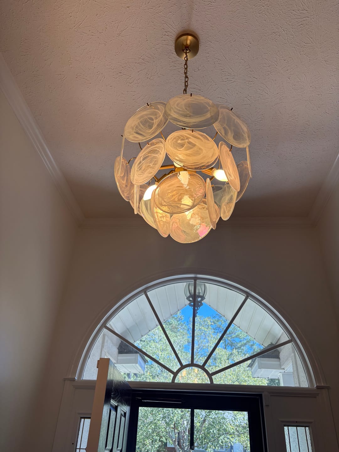 Customer photo review of Glam Brass Opal Swirl Glass Round Tiered Chandelier