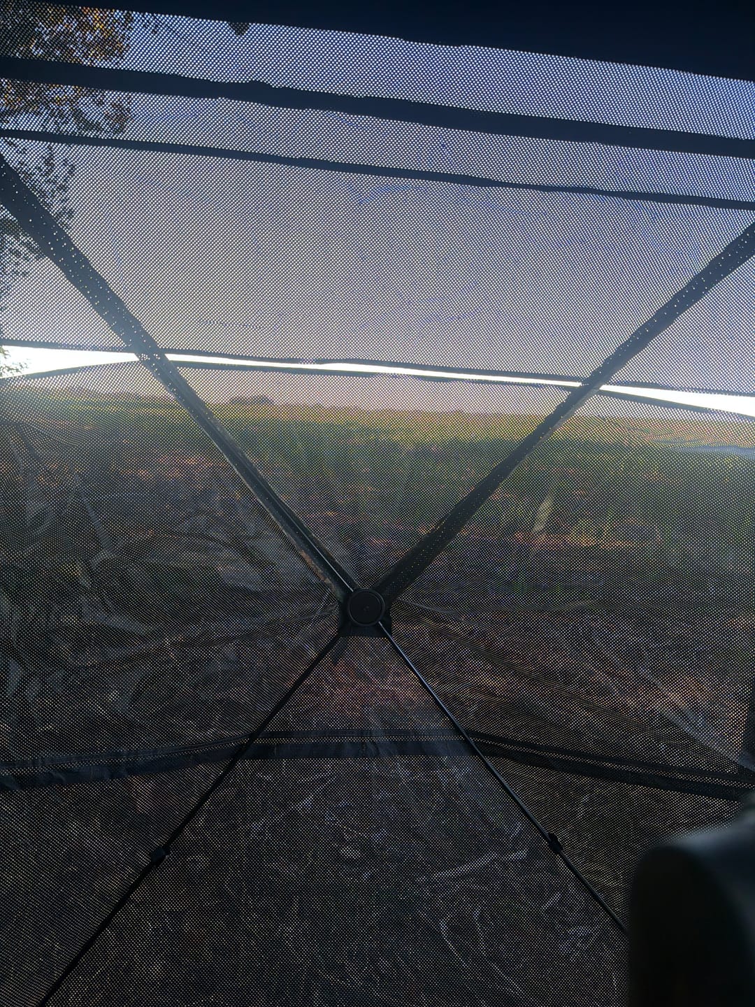 Customer photo review of VisTall 360 See-Through Ground Blind | 75-Inch 3 Person Pop Up Deer Blind with No-Trip Door | Portable Camo Hunting Blind with Blackout Curtain for Whitetail Deer Hunting