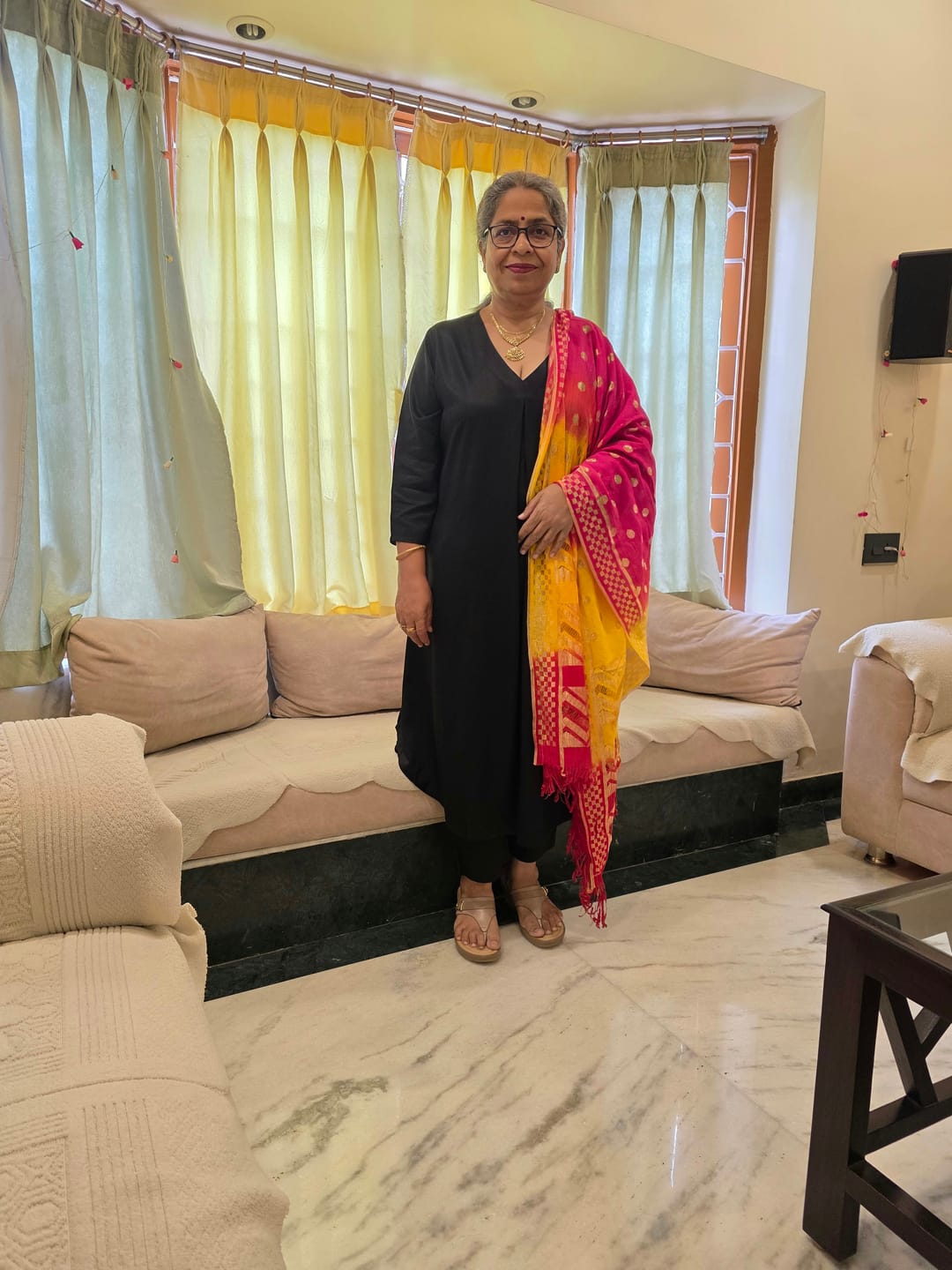 Customer photo review of Women Black Flowy Pleated Kurta