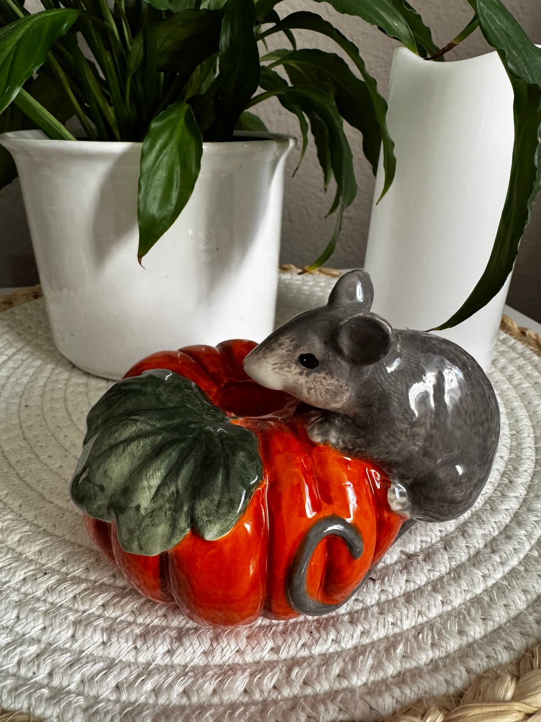 Customer photo review of Kürbis Kerzenhalter mit Maus Keramik Herbstdeko