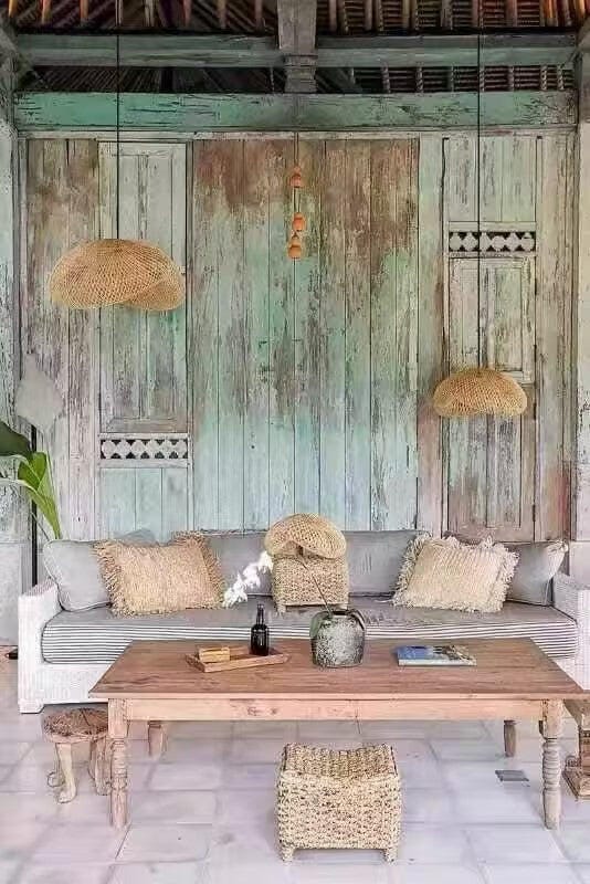 Customer photo review of Rattan Wave Pendant Light, Open Weave, Black Frame, 50 to 80 cm