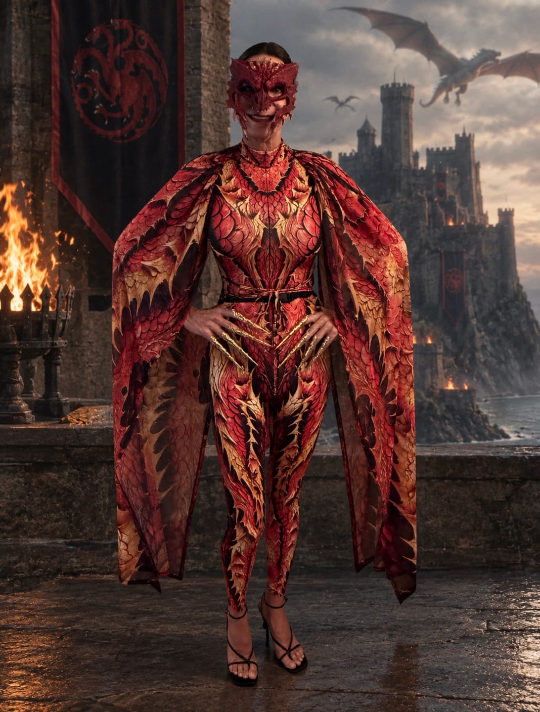 Customer photo review of Crimson Dragon Costume With Wings