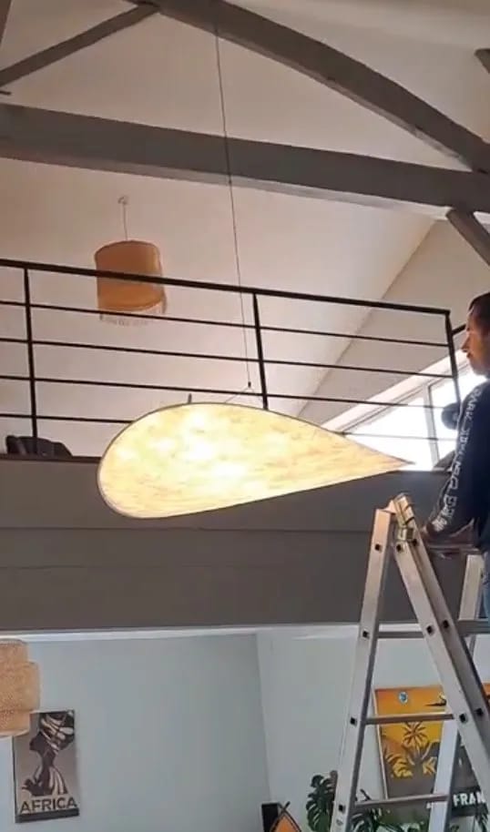 Customer photo review of Wavy Cloud Pendant Light, White Fabric Shade, LED, 30–100 cm