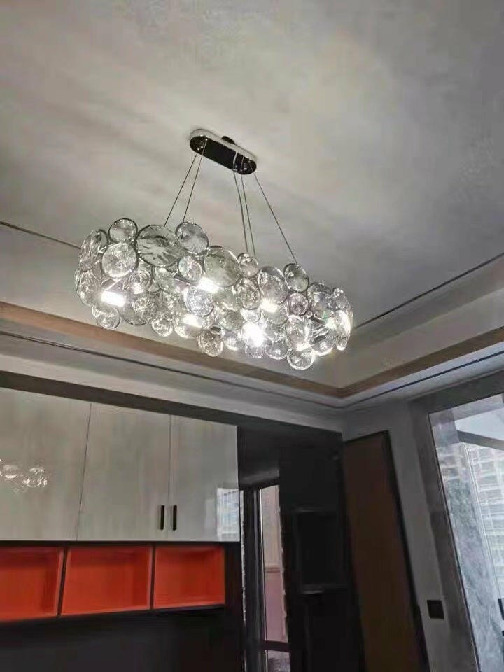 Customer photo review of Chrome Crystal Chandelier, Low Profile, 17 cm High, Round or Oval