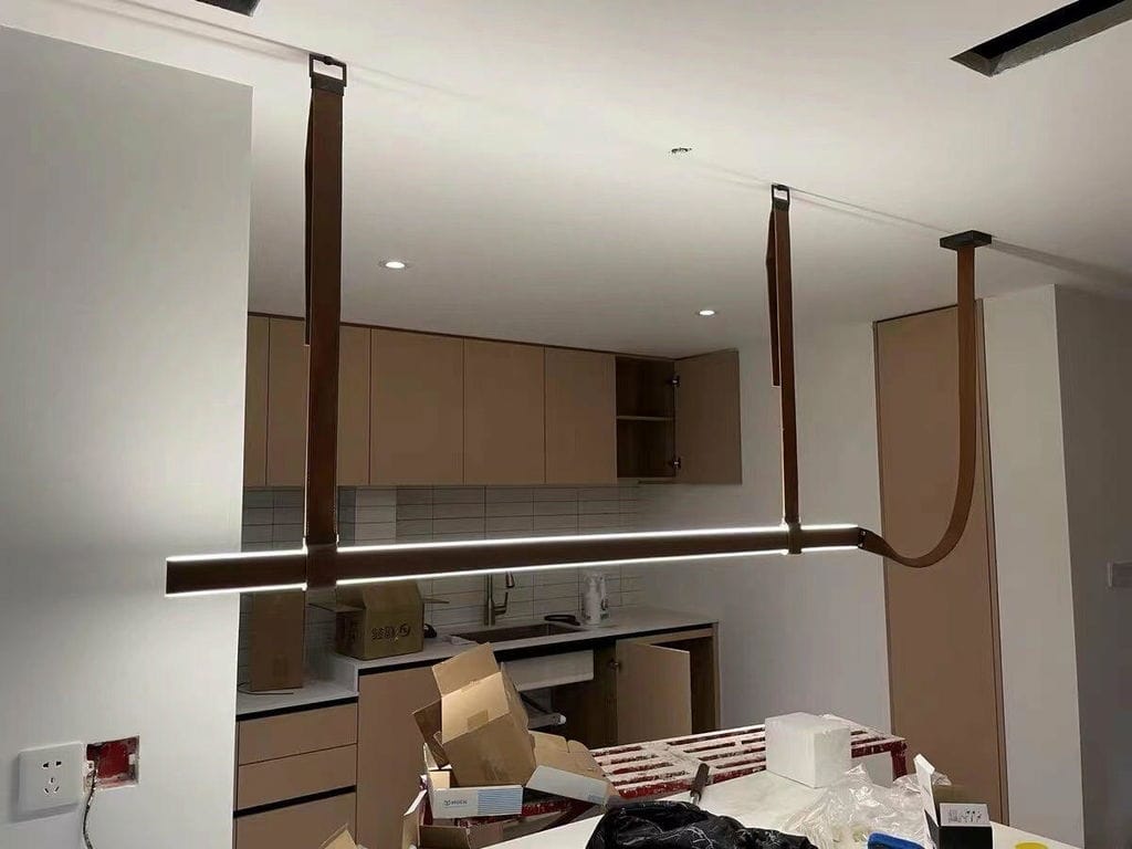 Customer photo review of Leather Strap Linear Pendant Light, Integrated LED, 140 to 240 cm