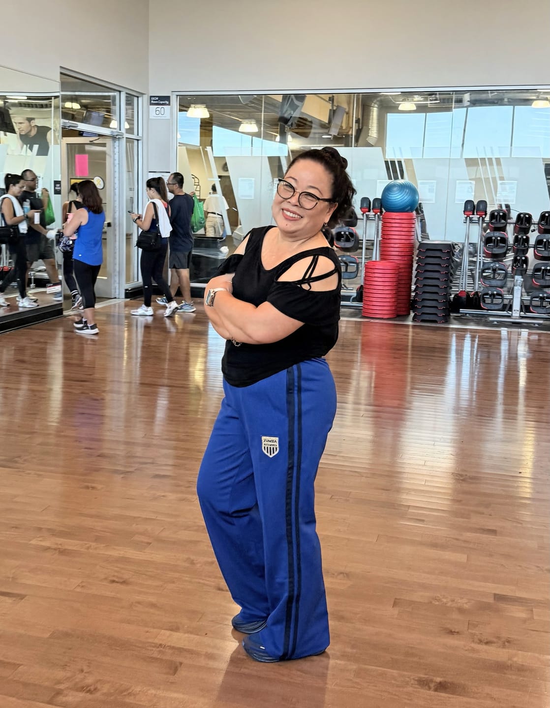 Customer photo review of Victory Wide Leg Track Pants