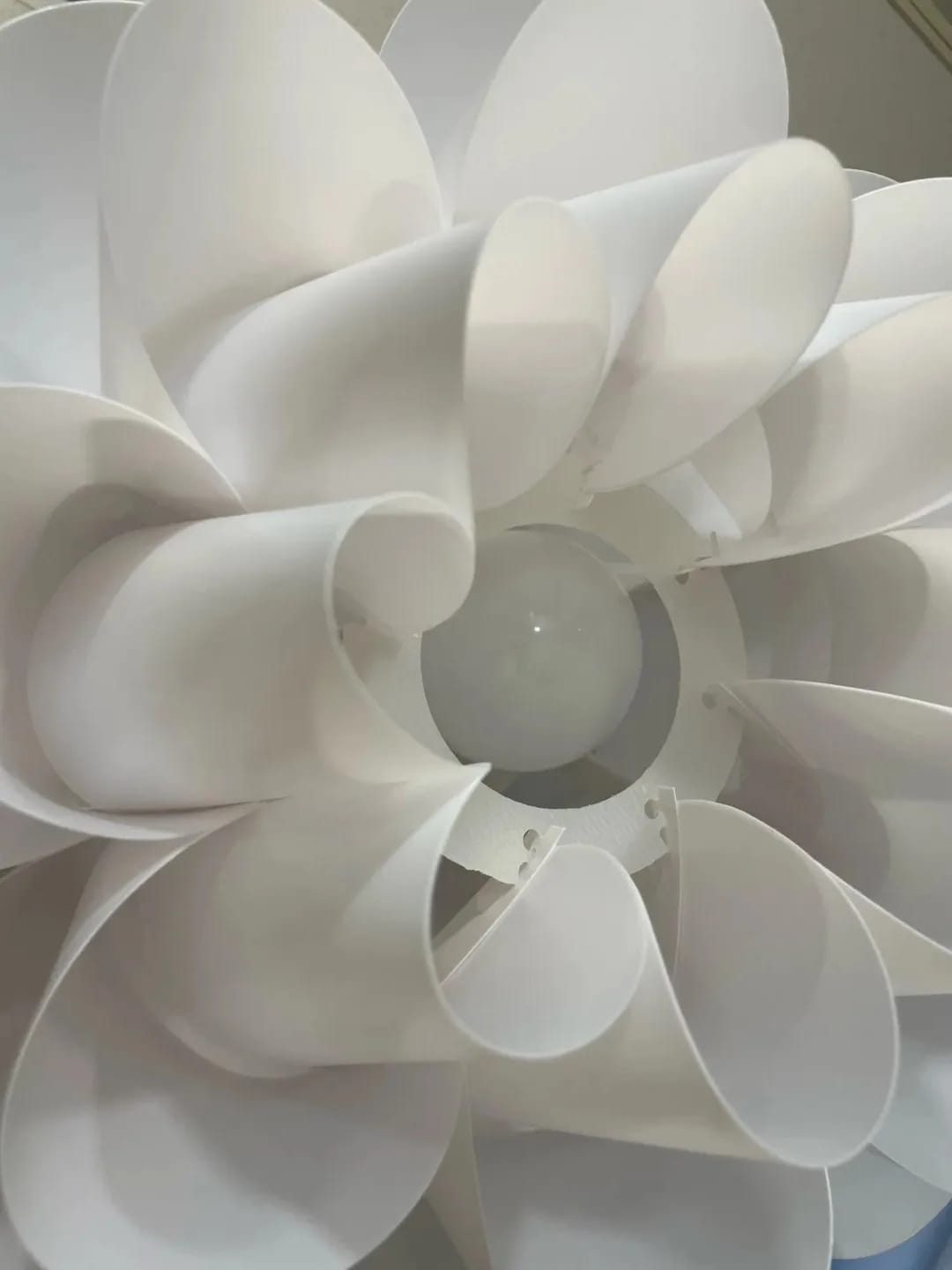 Customer photo review of Lotus Petal Pendant Light, White PVC Layered Shade, 36 cm