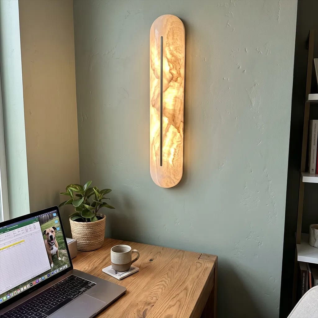 Customer photo review of Hearth Alabaster Wall Sconce