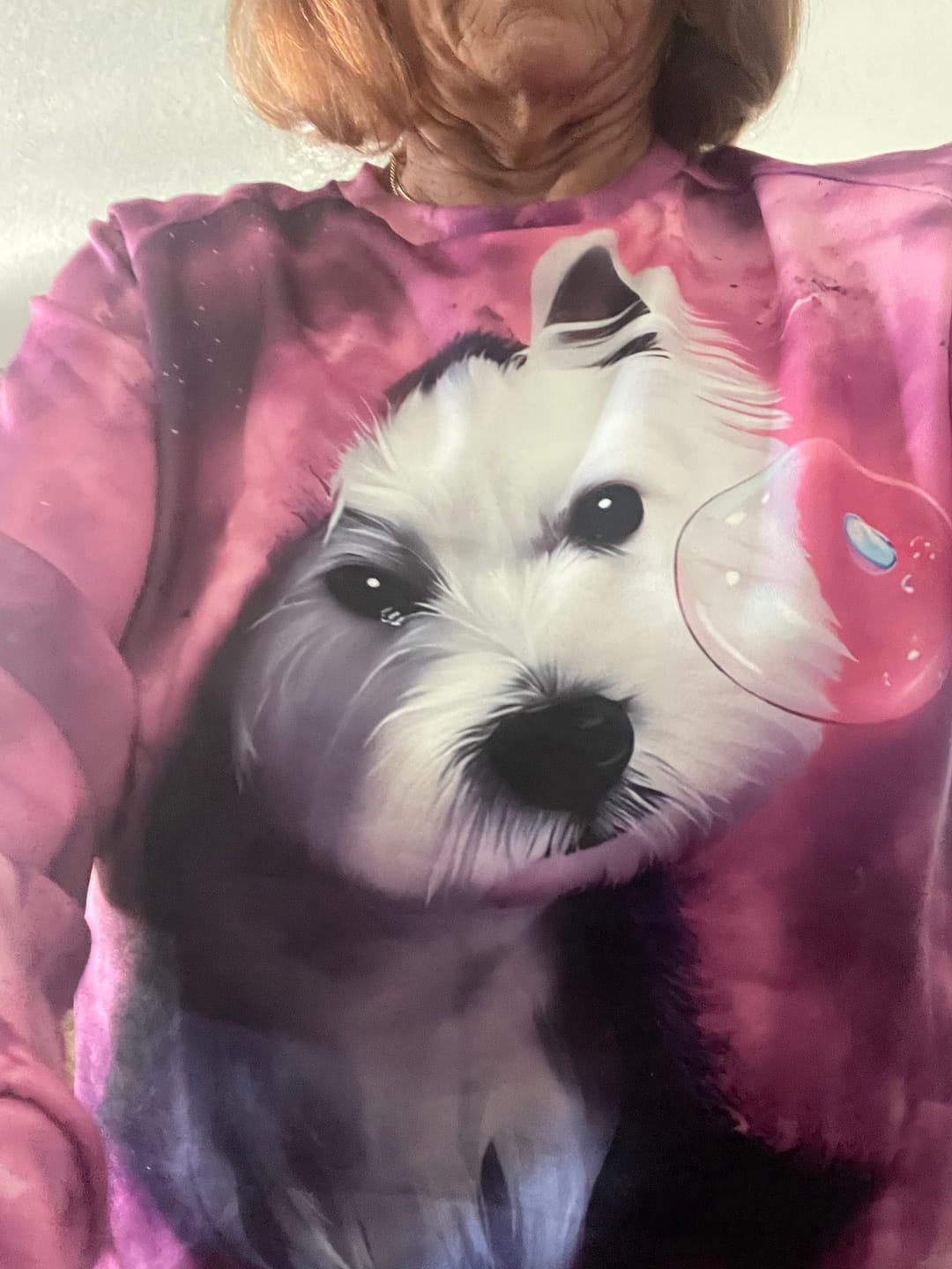 Customer photo review of Casual Loose Dog Print Crew Neck Sweatshirt
