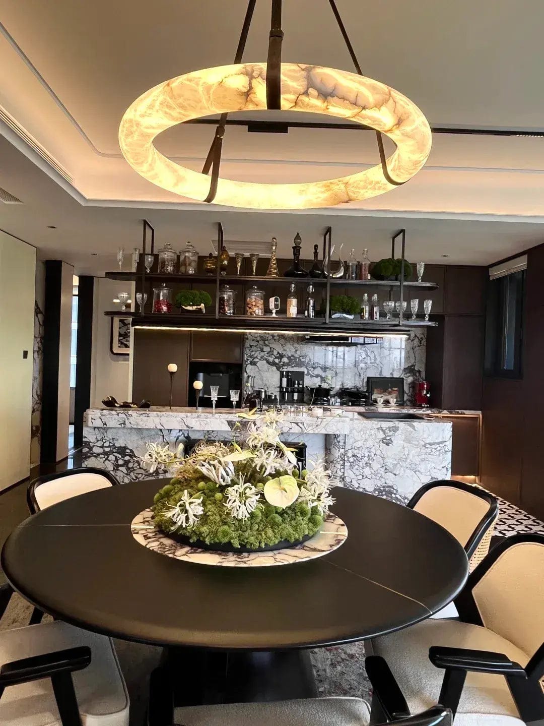 Customer photo review of Modern Round Alabaster Chandelier for Living Room Bedroom - Version 2