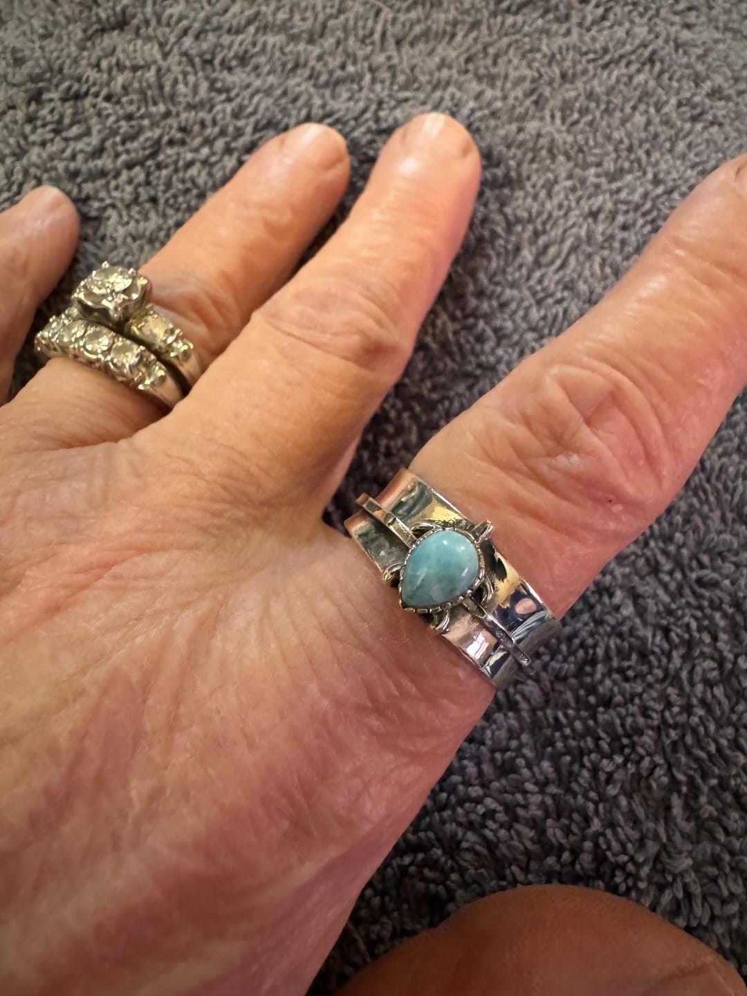Customer photo review of Turtle Larimar Fidget Ring