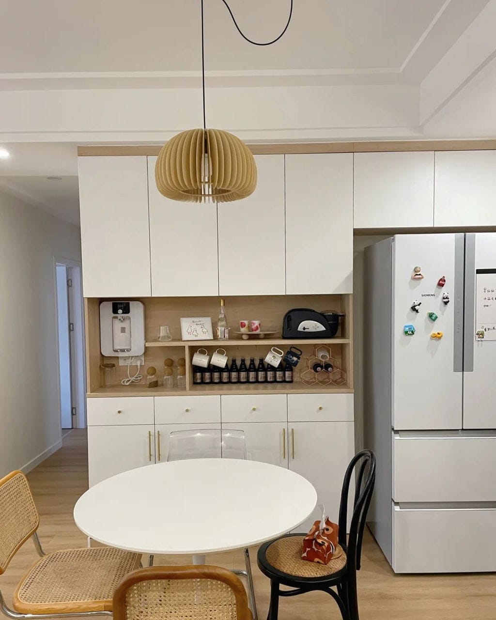 Customer photo review of Wood Pendant Lamp, Rounded Slat Dome, Natural Wood, 150 cm Cord