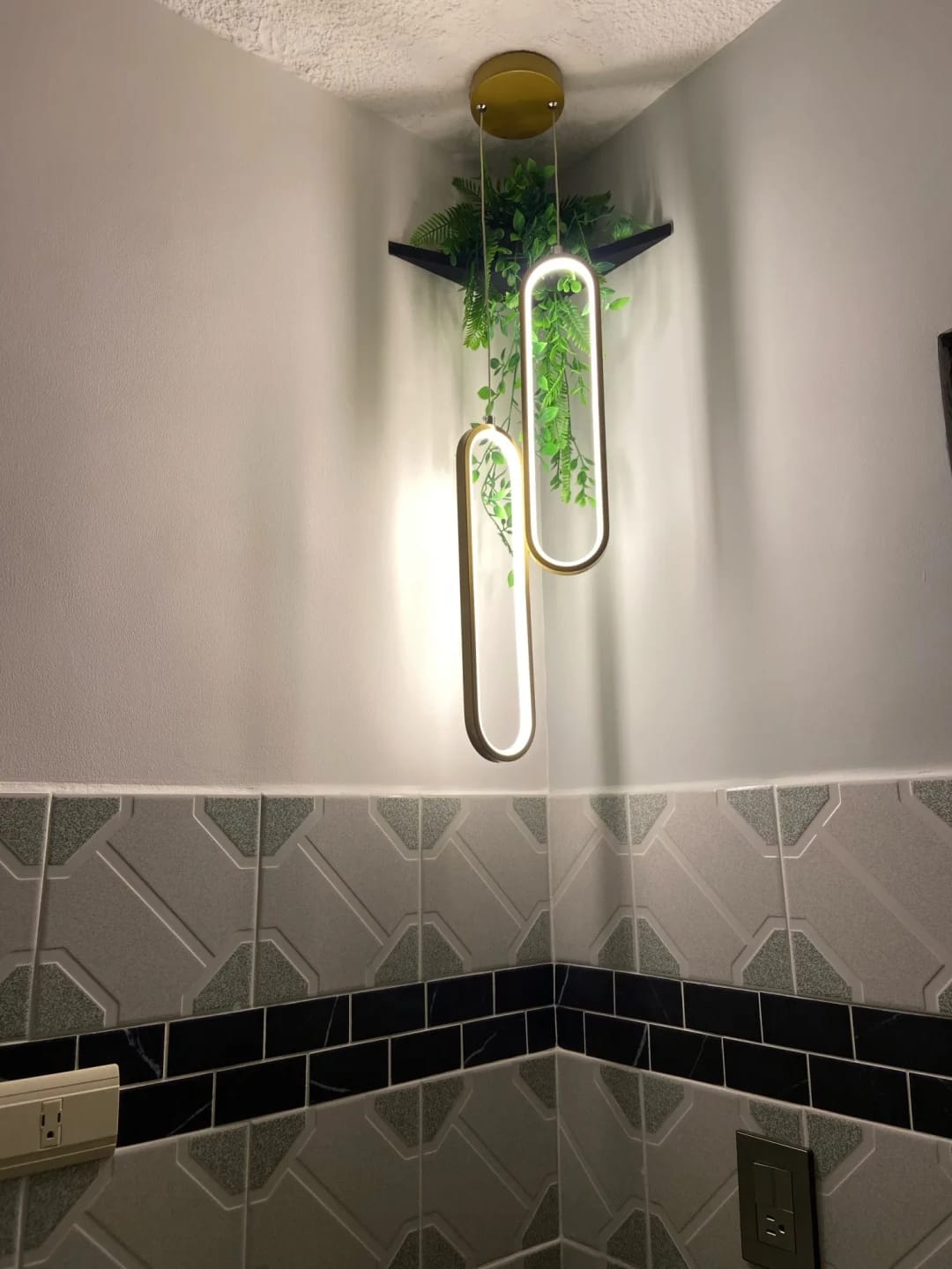 Customer photo review of Linked Loop Pendant Light, One or Two LED Loops, Iron, 40 cm