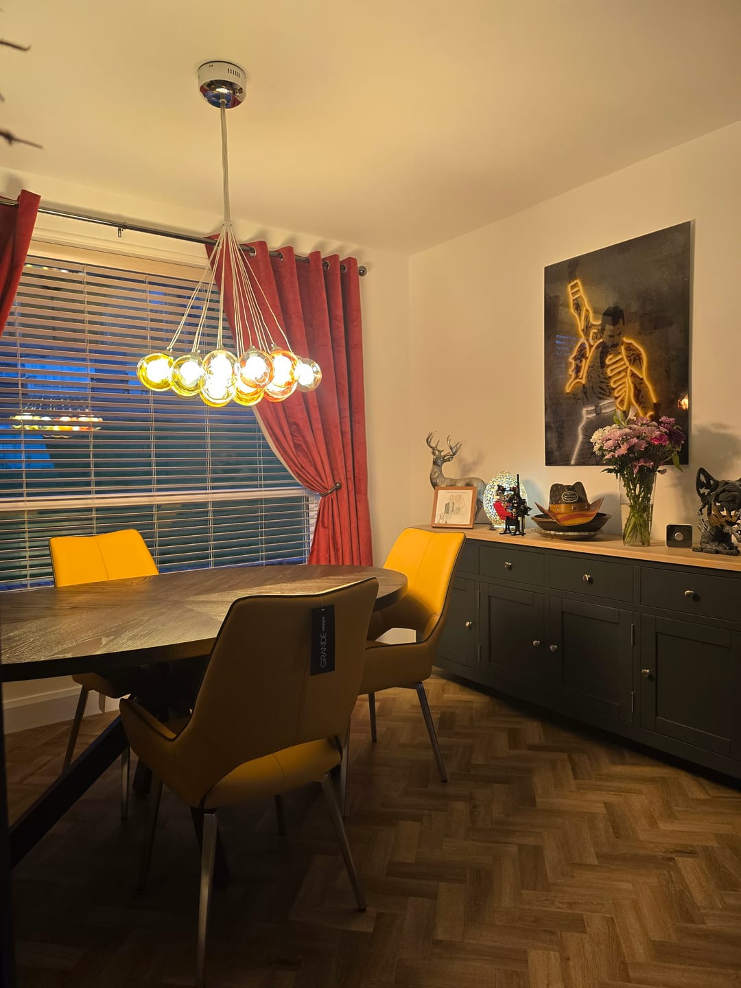 Customer photo review of Cluster Glass Ball Pendant Lights with Multi-Color Globes